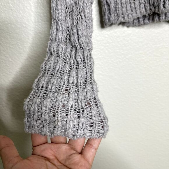 Free People Sweater Sz Small Textured Knit Cardigan Gray Fun Times Granny Core - Picture 5 of 6